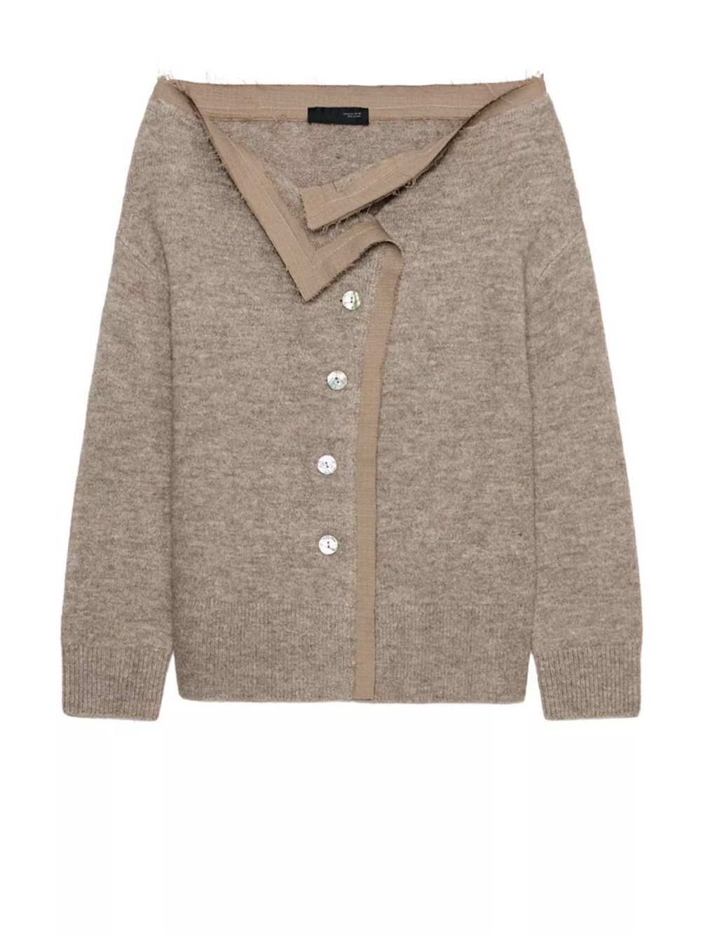 Zara Brown Button-Up Knit Cardigan